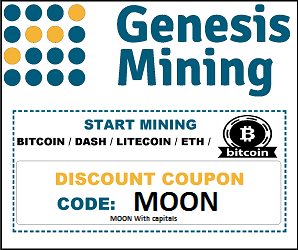 Altijd korting bij bitcoin miner,Genesis Mining met promo code: MOON 